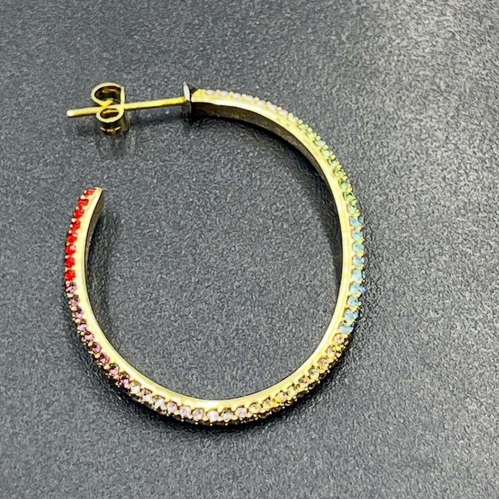 Demarson Mini‎ Calypso Rainbow Pave Crystal Hoop Earring *Single